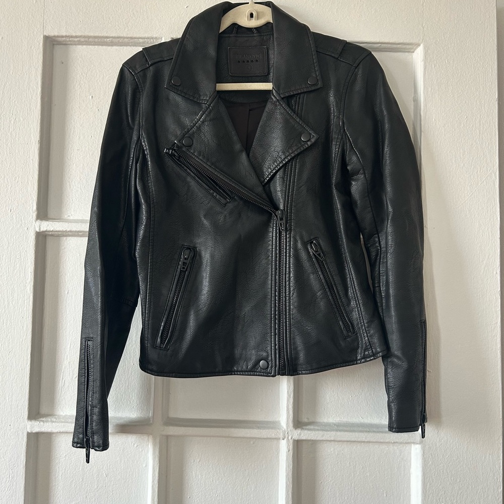 Blank NYC Faux Leather Moto Jacket — black, small